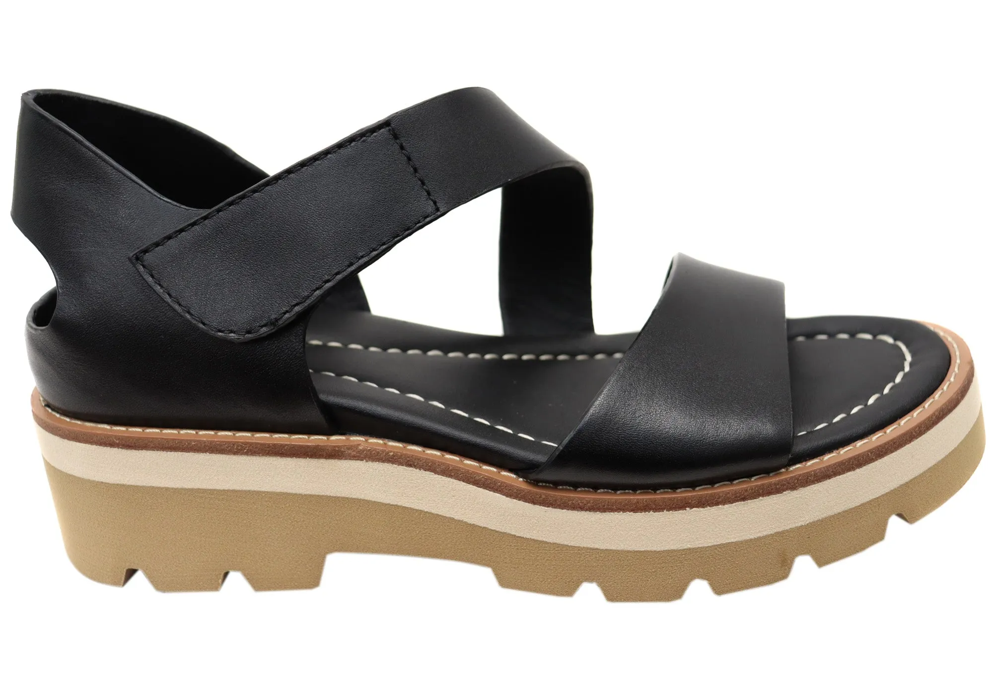 Boho Mood Quick Drying Sofft Pru Womens Leather Sandals With Cushioned Comfort Footbed