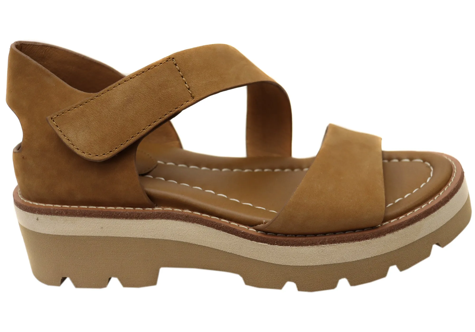 Sofft Pru Womens Leather Sandals With Cushioned Comfort Footbed UV Protection