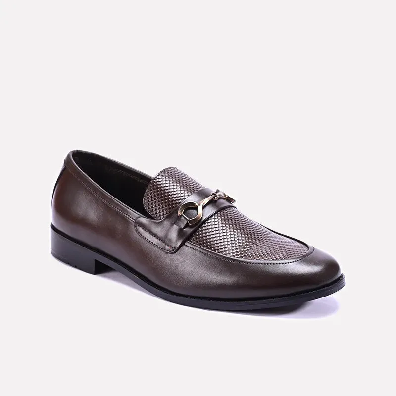 Flexible Daywear Refined touch Pembroke Brown Formal Horsebit Loafers 0111282