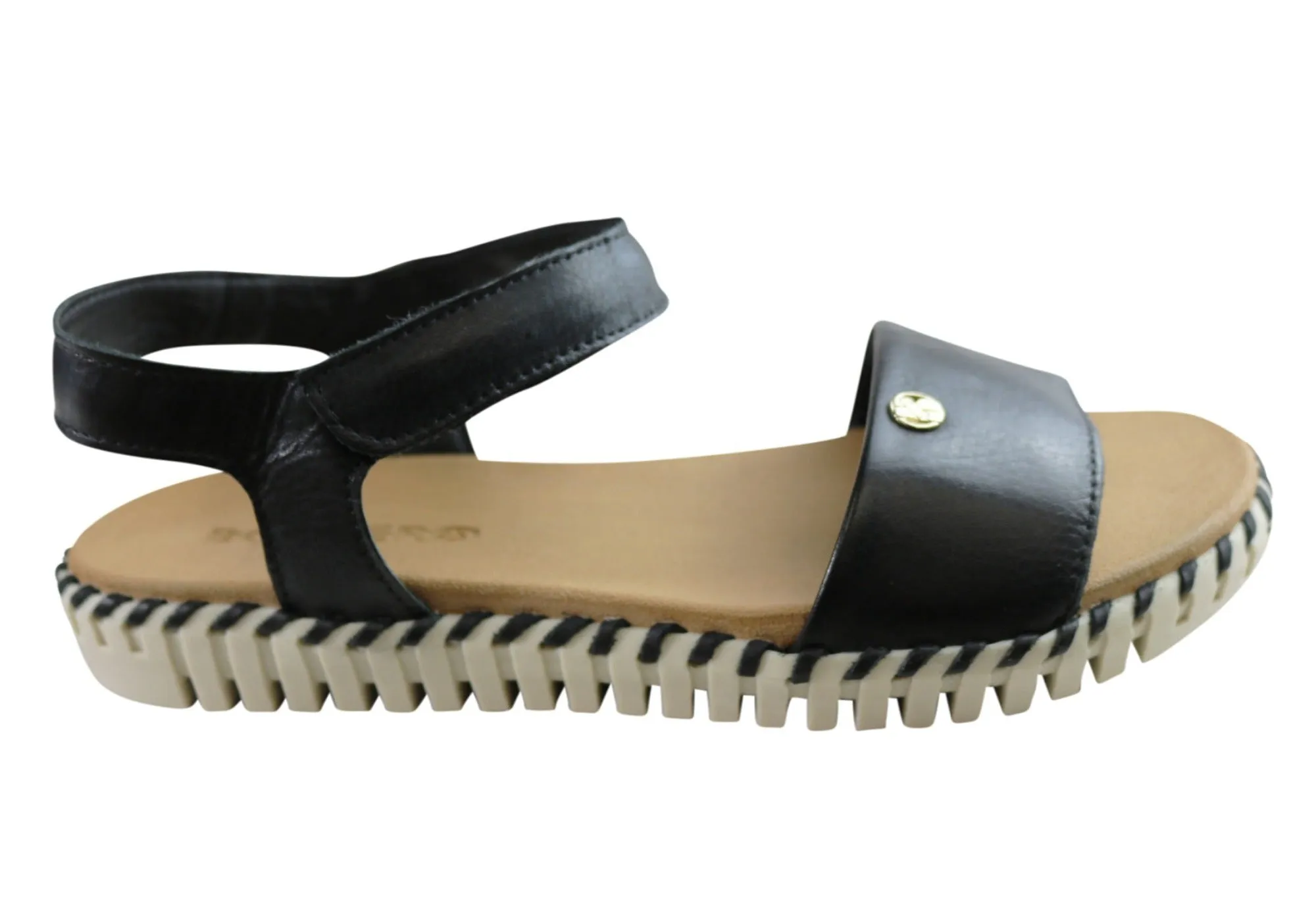 Comfortable Travel Footwear Flexible Build Bottero Lexie Womens Comfortable Leather Sandals Made In Brazil