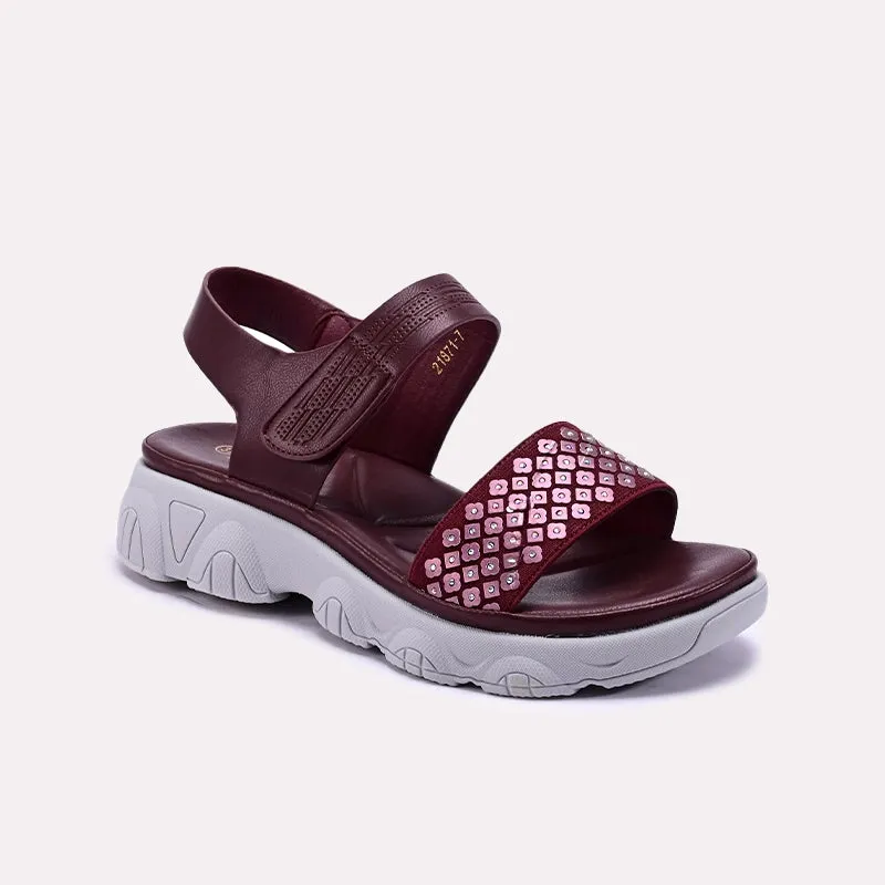 Maroon Comfy Casual Sandals 0421385 Swift Walk Fashionable