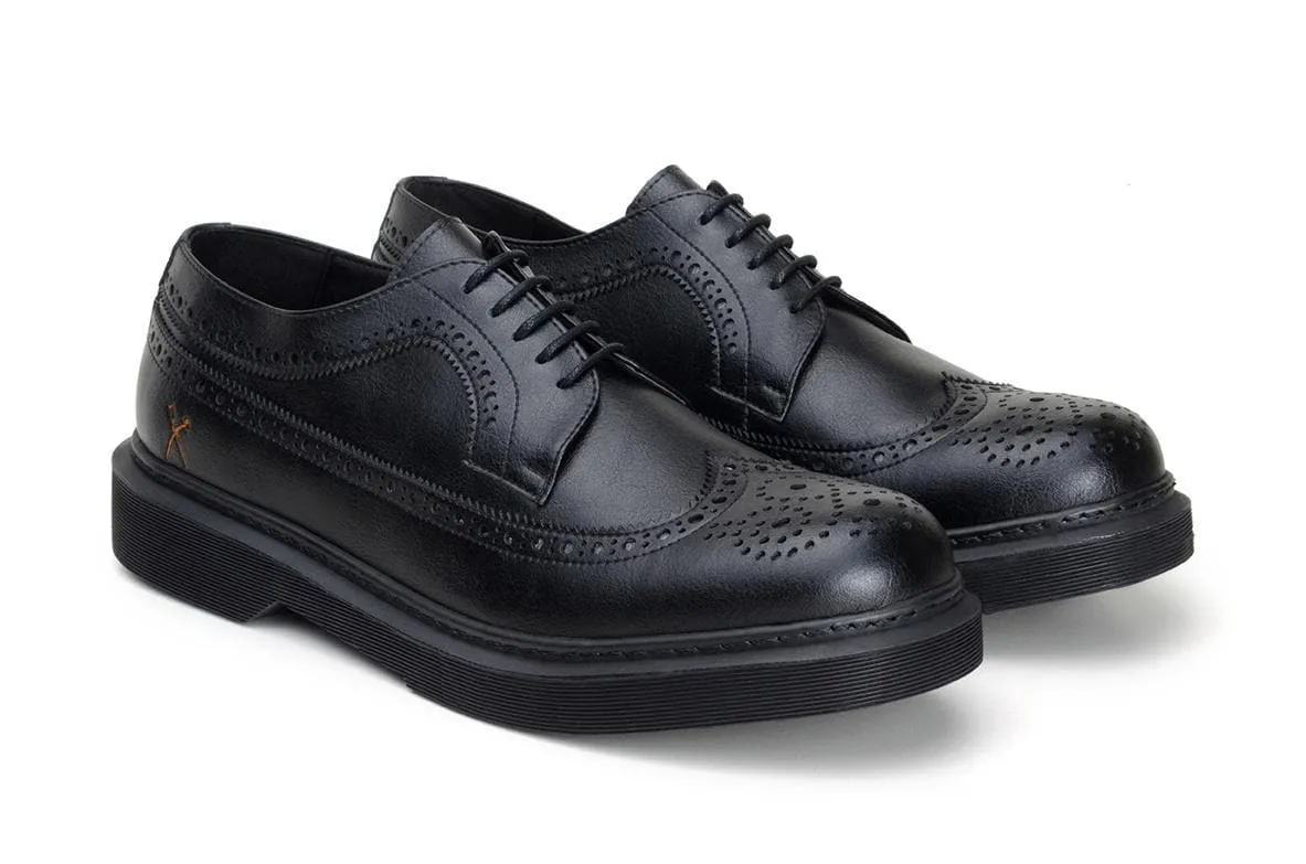 'Brogue UK' vegan lace-up shoe by King55 - black Responsive Cushion Fitness Lovers Shock absorption