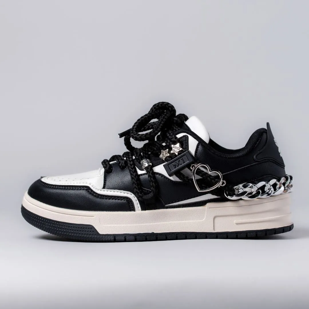 Fight Mode Happy Heart 'n Sole Black Casual Sneakers - Unisex