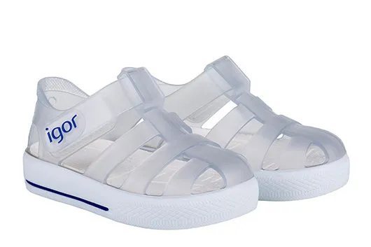 Igor S10171 Girl's and Boy's Star Clear Sandal Knotted Straps