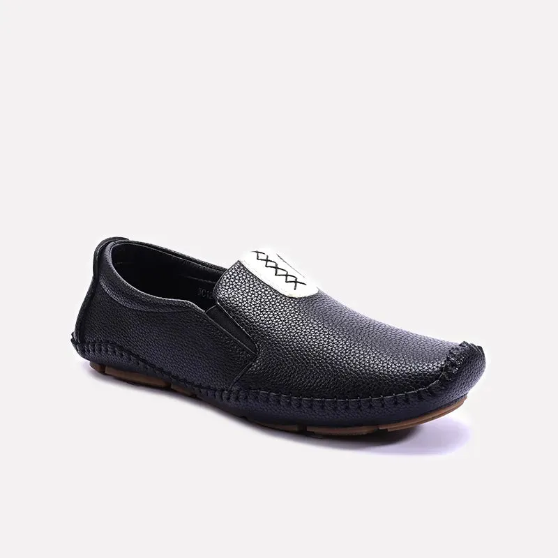 Trip Pic Black Leather Loafers Men 0130956