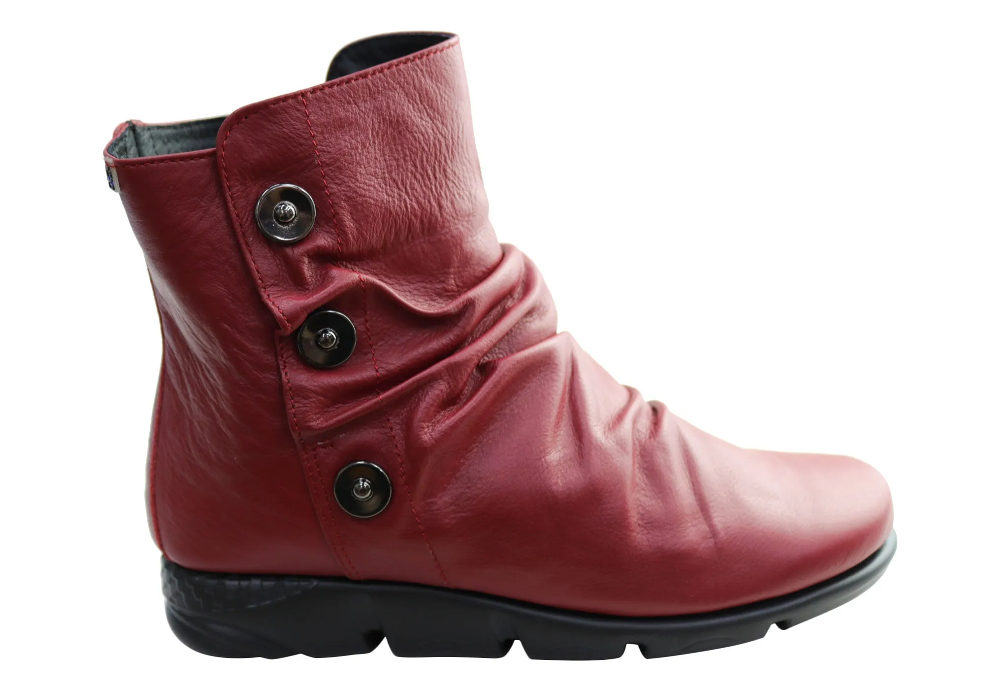 Flex & Go Loz Womens Comfortable Leather Ankle Boots Made In Portugal BreathableMesh