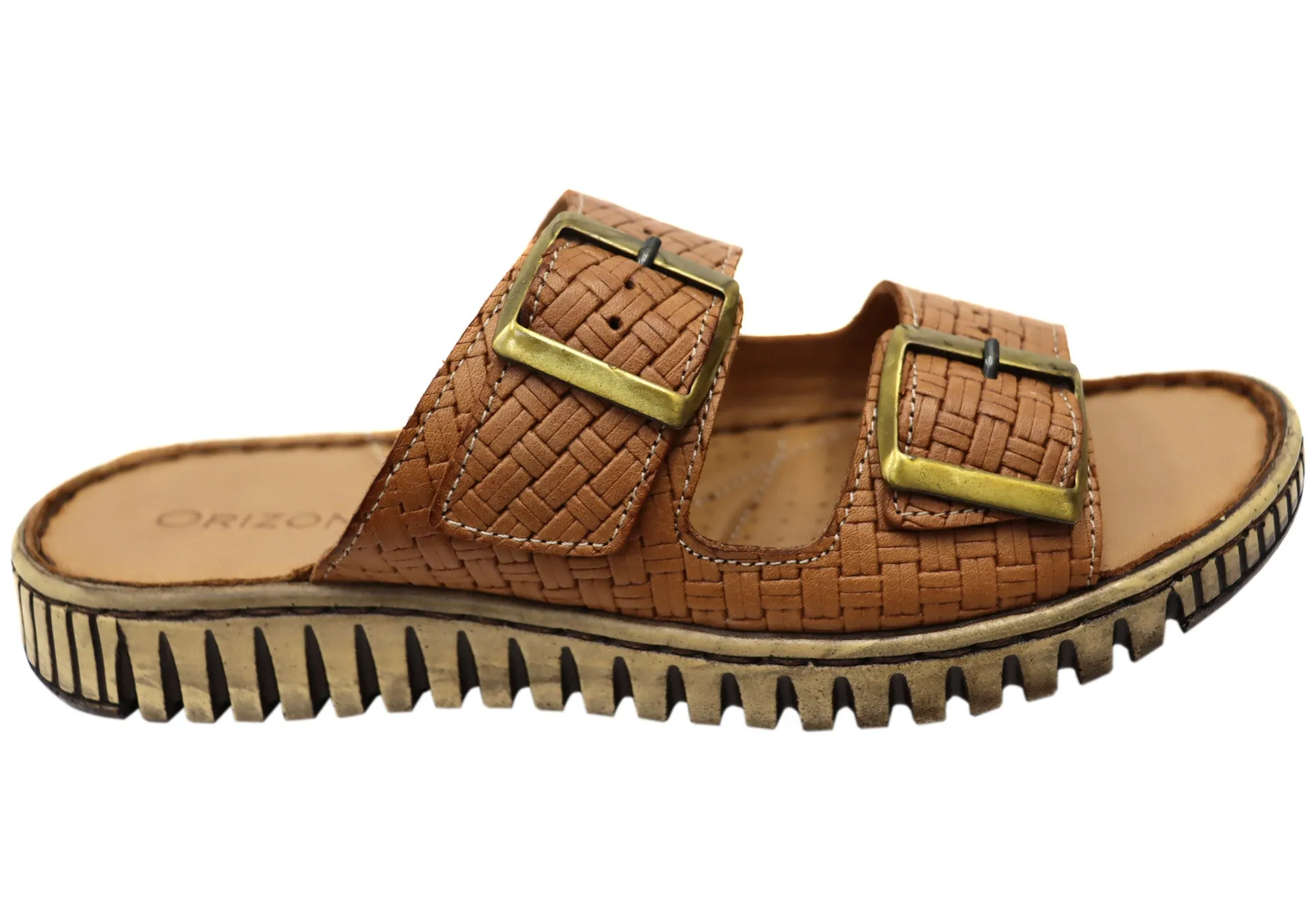 Casual Sandals Orizonte Relaxa Womens European Leather Adjustable Slides Sandals
