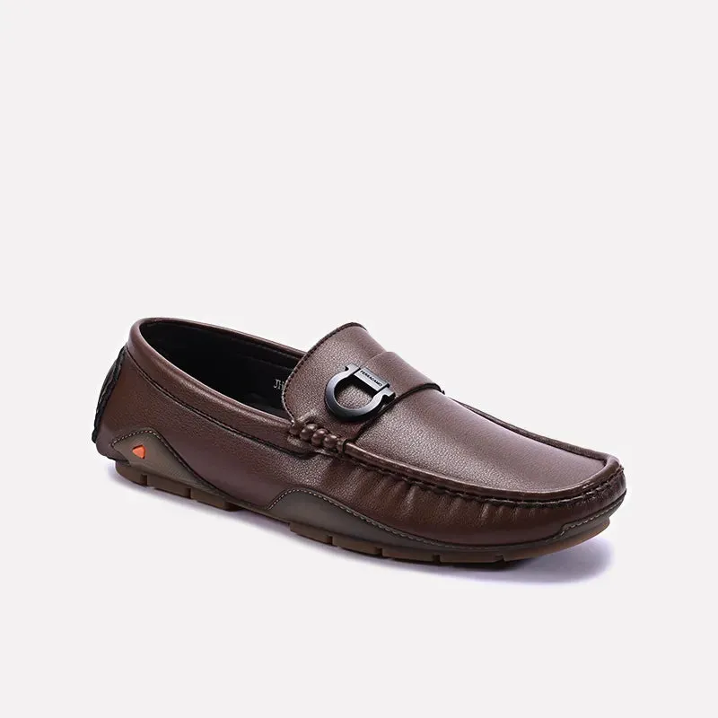 Strap Stream Step Brown Loafer Shoes 0130964