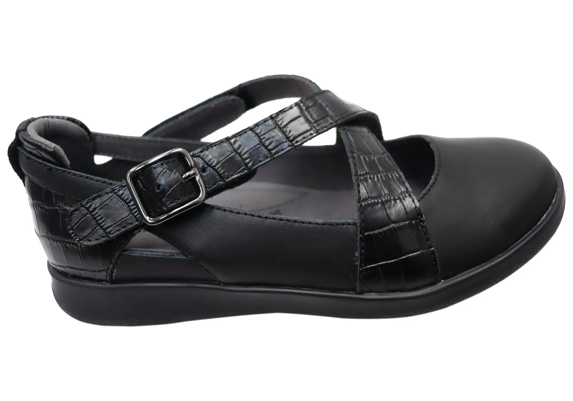 waterproof Queen Touch Homyped Sierra Cage Womens Supportive Leather Mary Jane Shoes