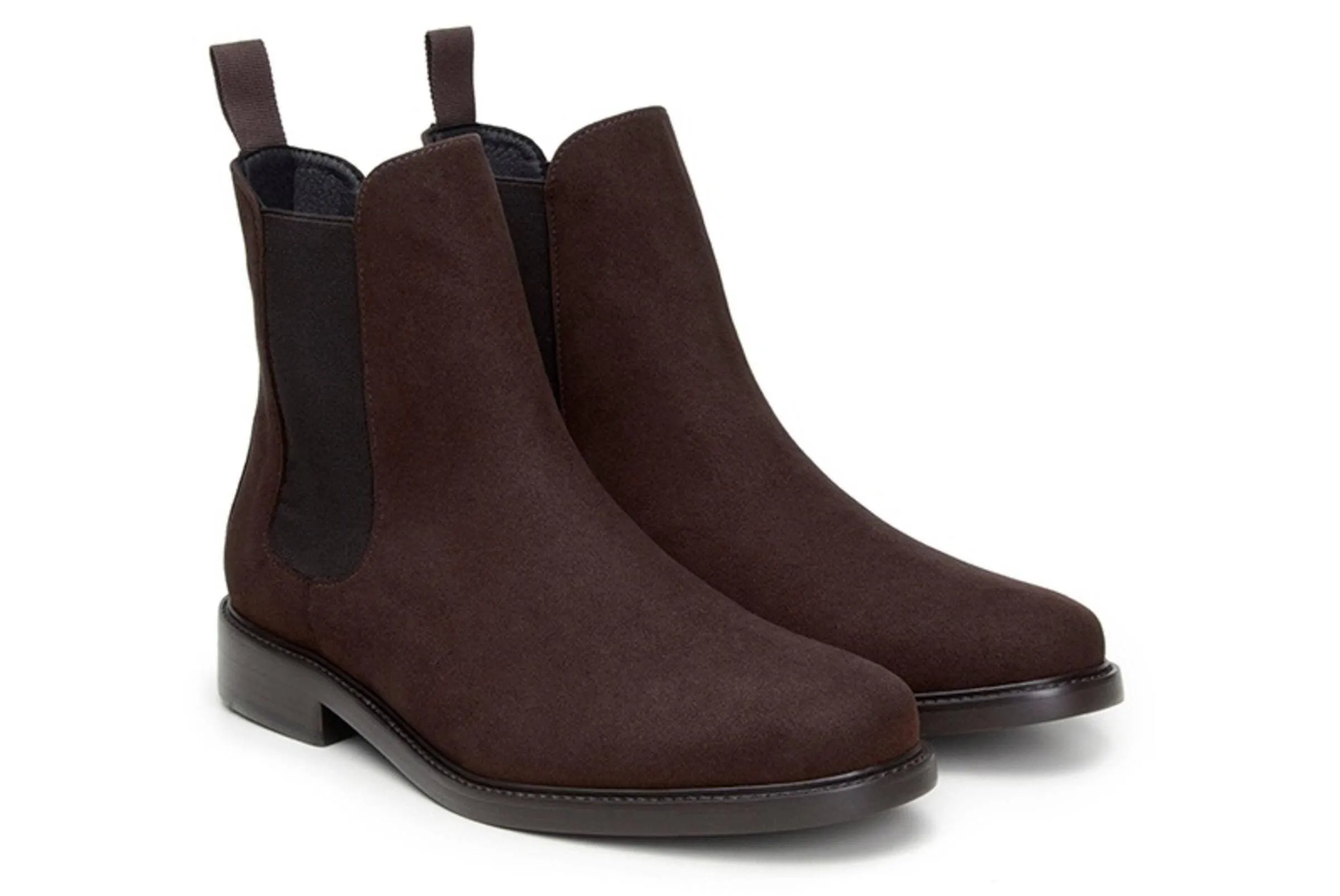 'Dylan' Unisex Chelsea Vegan Suede Boots by Ahimsa -  Espresso slim fit Flat Sole