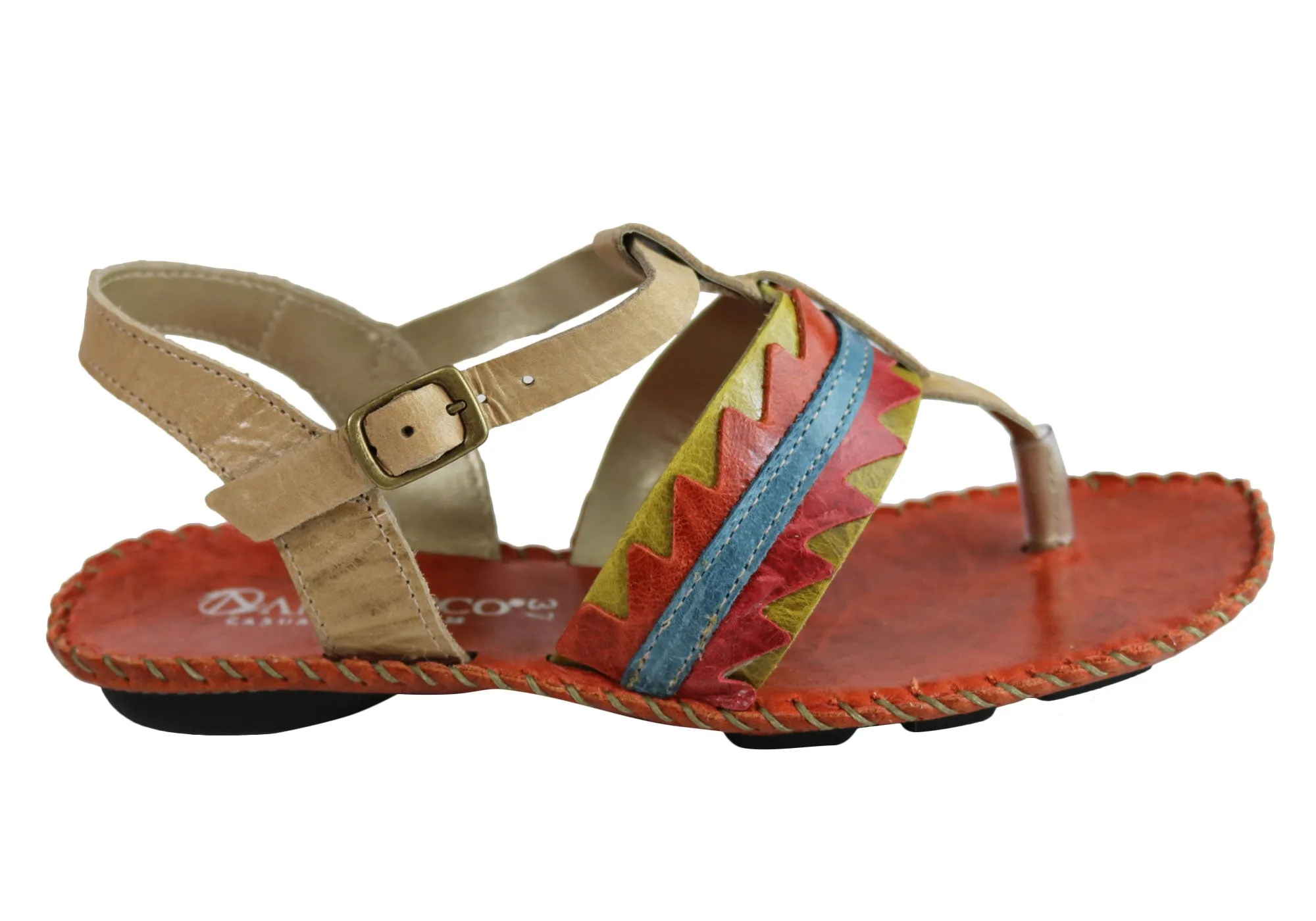Anti Fatigue Summer essentials Andacco Kamby Womens Comfortable Leather Flat Sandals Made In Brazil