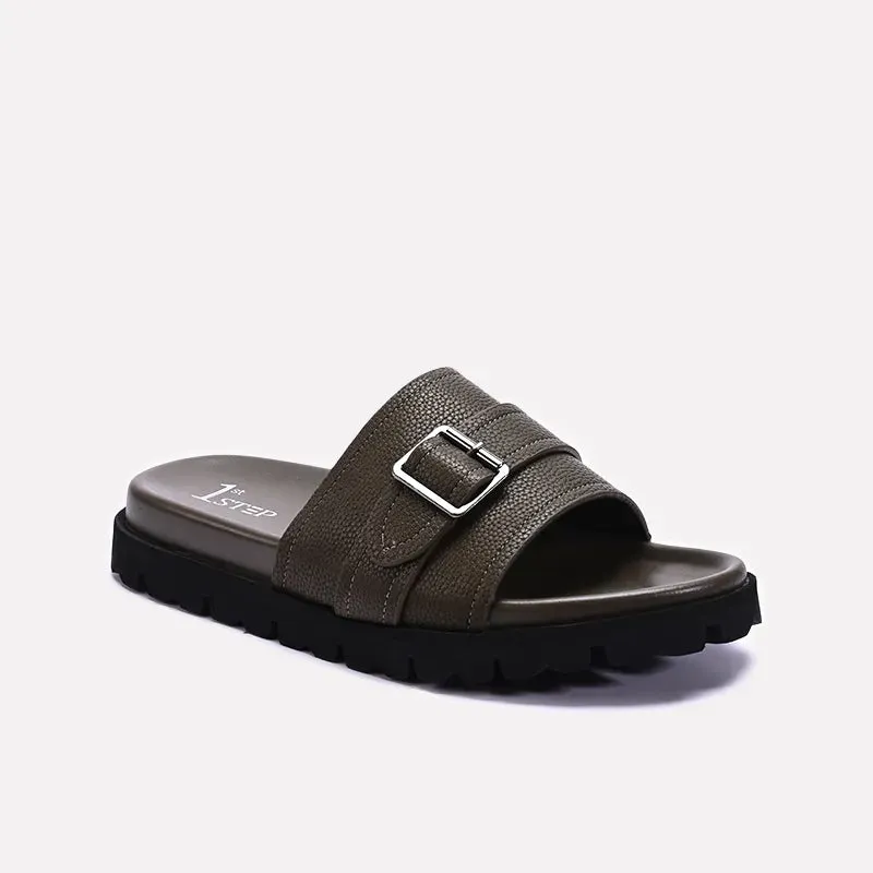 Flex grooves Heel Stabilizer Green Casual Slides For Men 0151088