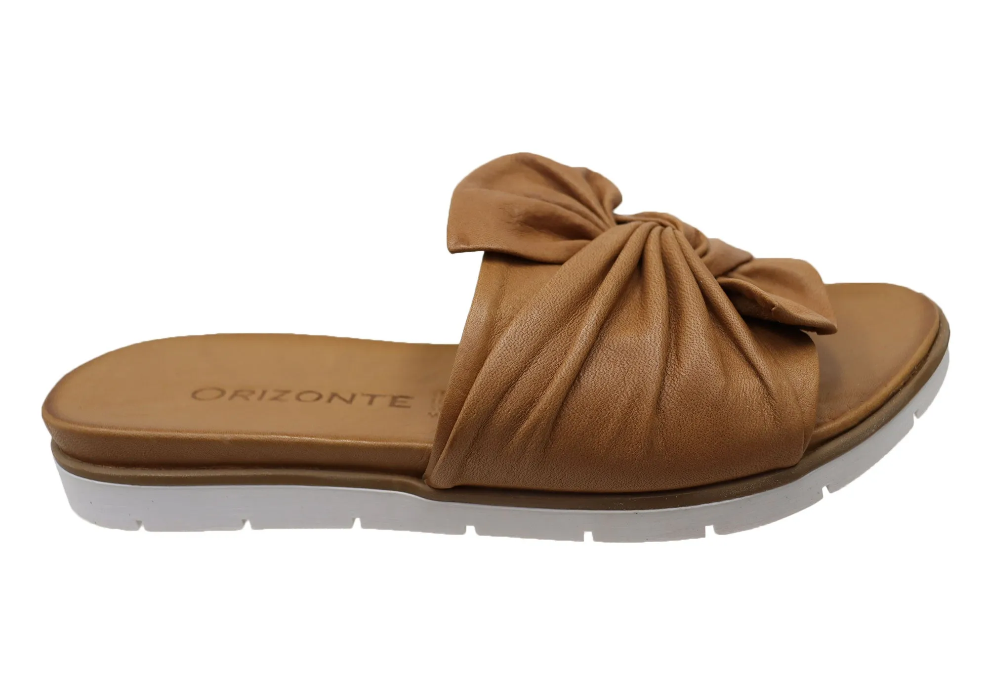 Orizonte Mistiq Womens European Leather Comfortable Slides Sandals Breathable Sole flat sandals