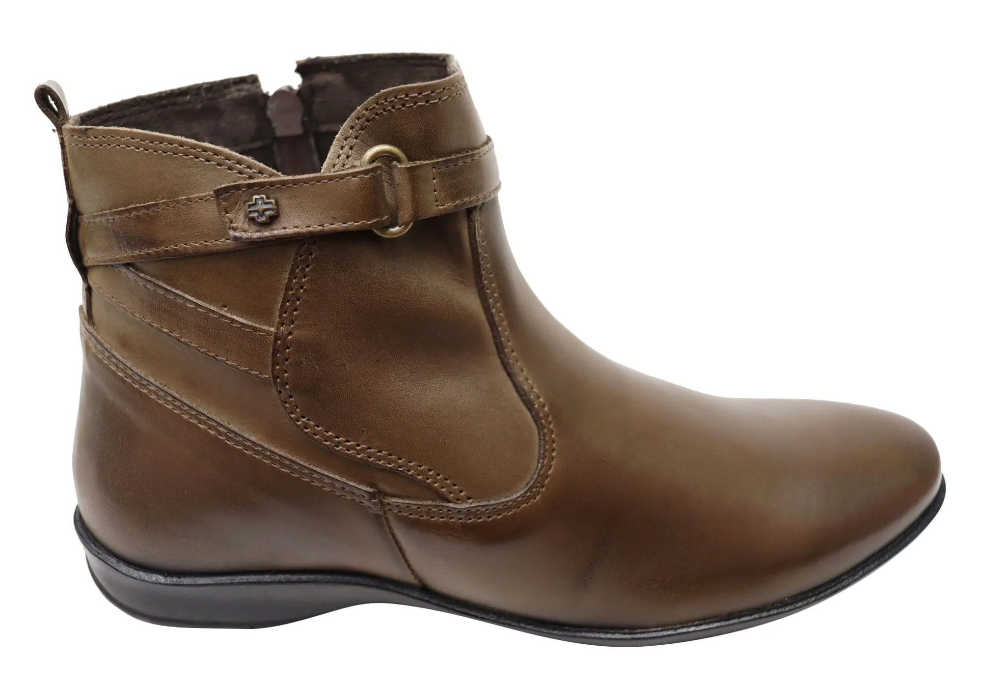 Perlatto Lane Womens Comfortable Leather Ankle Boots Made In Brazil Crisp Finish Anti-fungal