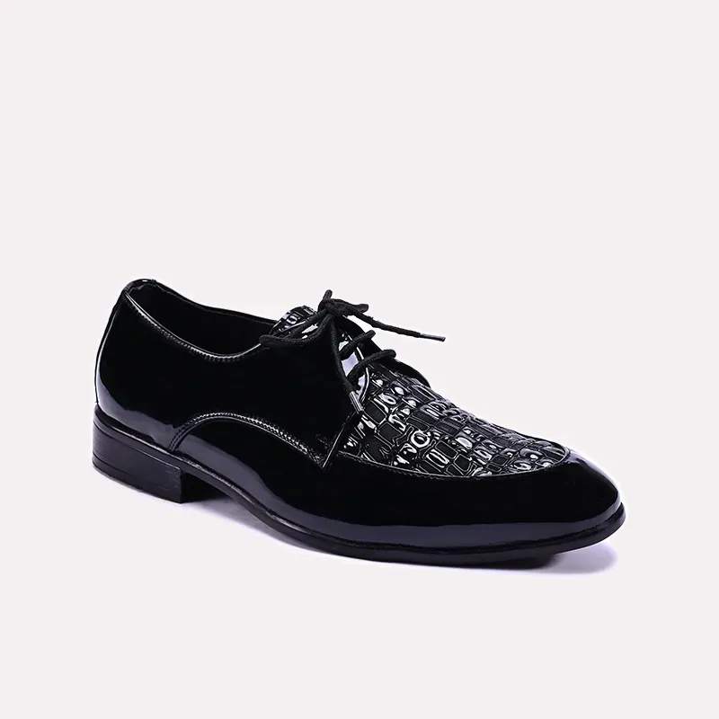 Morning Rush Tyndale Glossy Black Derby Shoes 0111302