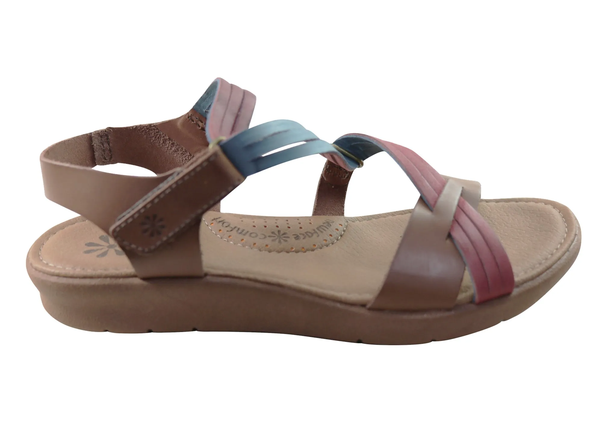 New Face Lottia Womens Comfortable Leather Sandals Made In Brazil Low Weight