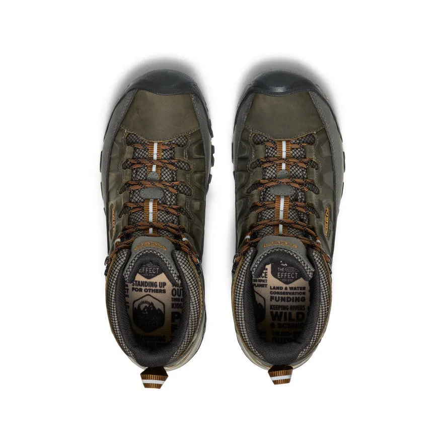 Men's Targhee III Waterproof Mid Wide  |  Black Olive/Golden Brown Brave Path Elastic Gusset