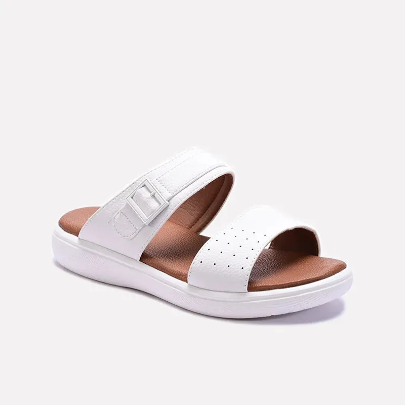 Loose Fit Adjustable lacing White Double Strap Casual Slippers 0151085