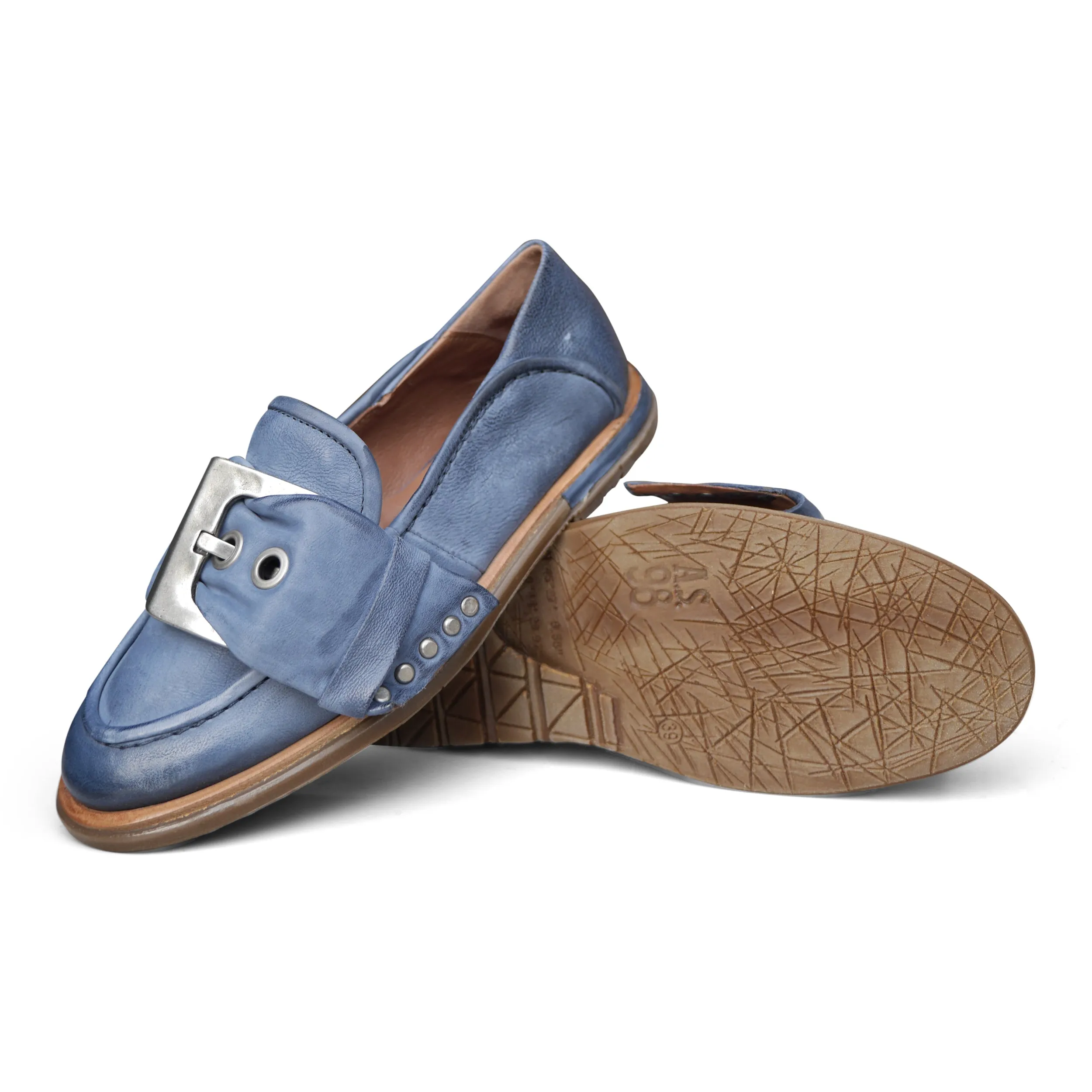 A74105 - Blue Buckled Loafer Walk Comfort