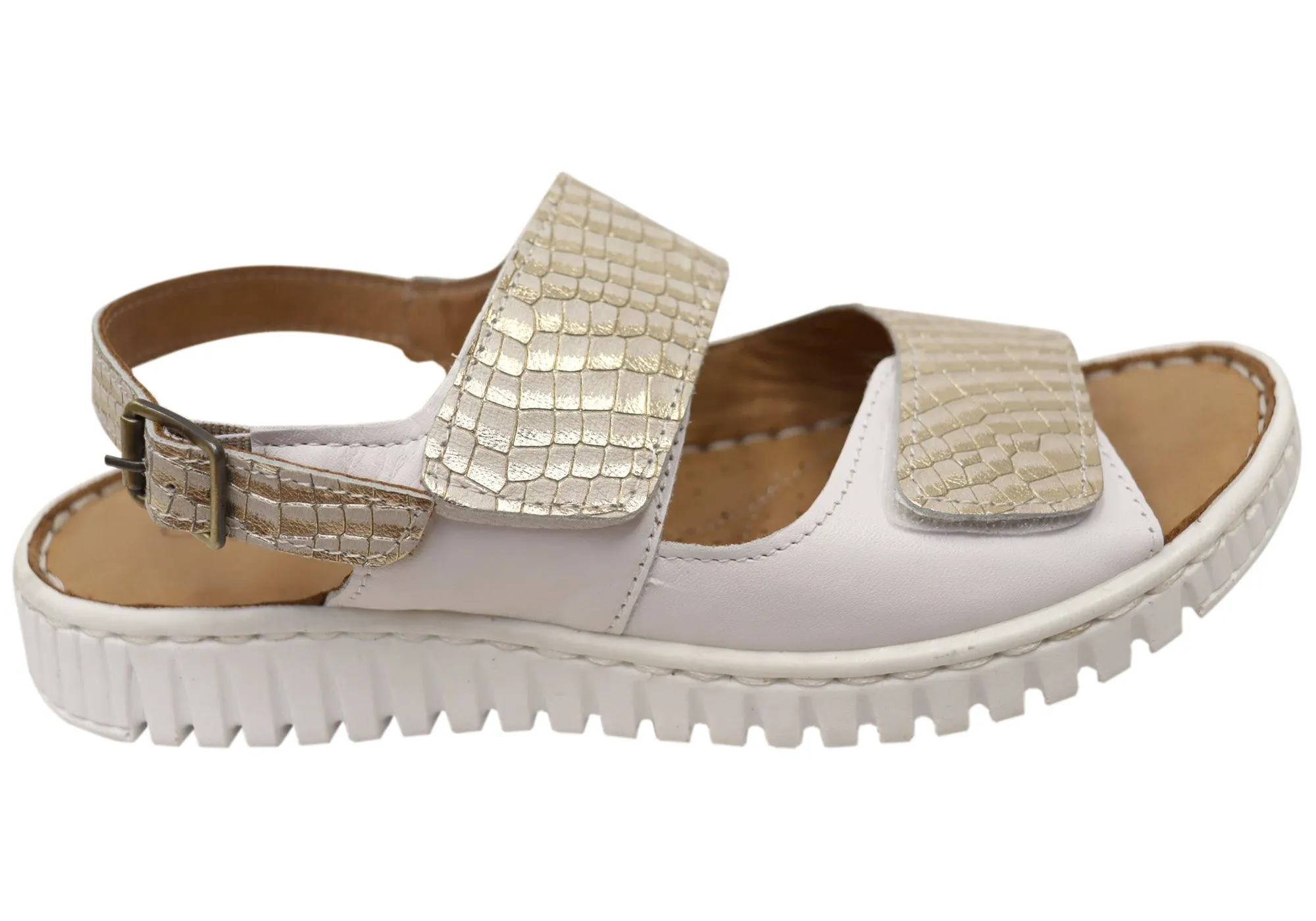 Neutral Color Orizonte Alvie Womens Comfortable European Leather Adjustable Sandals