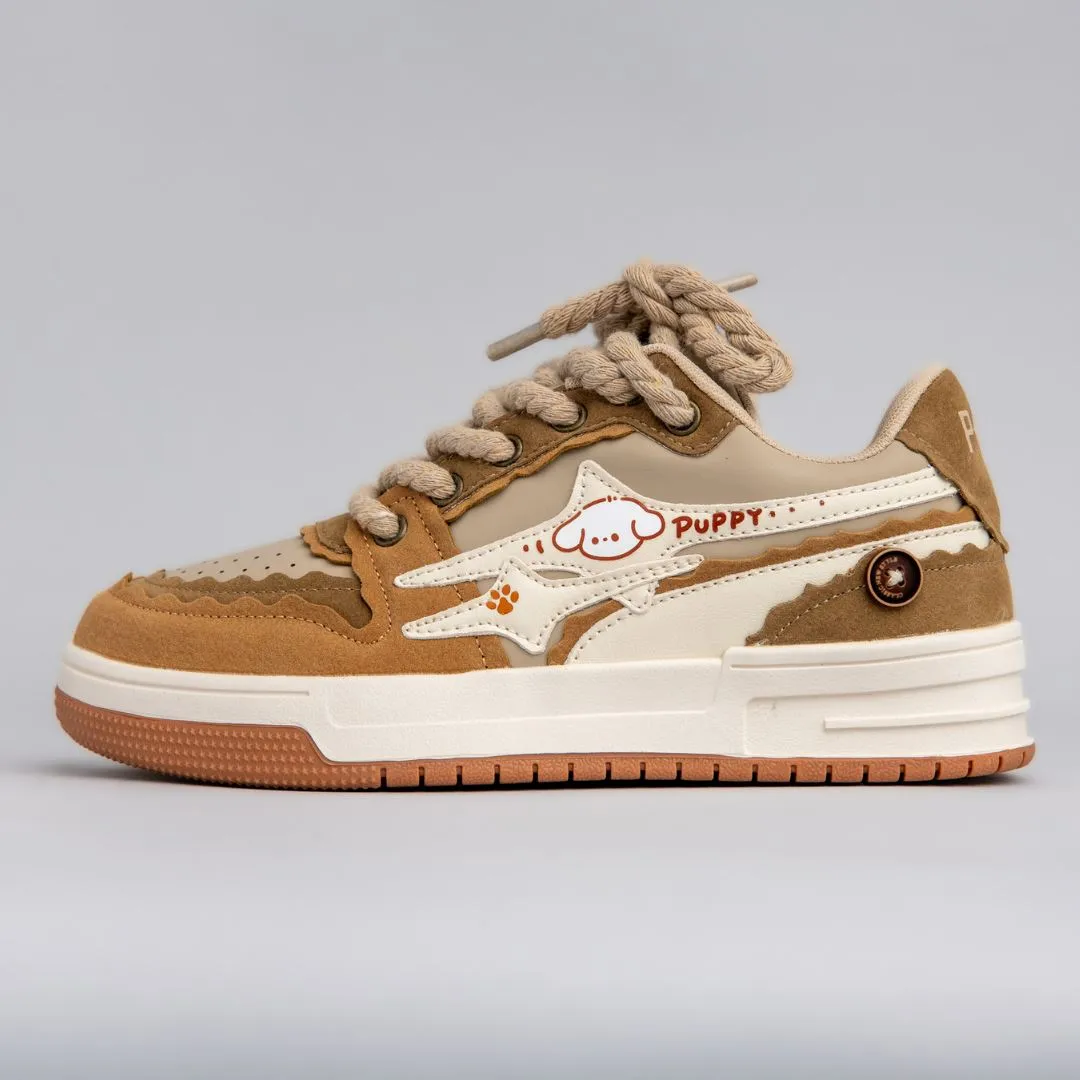 Dad Pick Kawaii Friendly Puppy Chunky Brown Shoes - Unisex