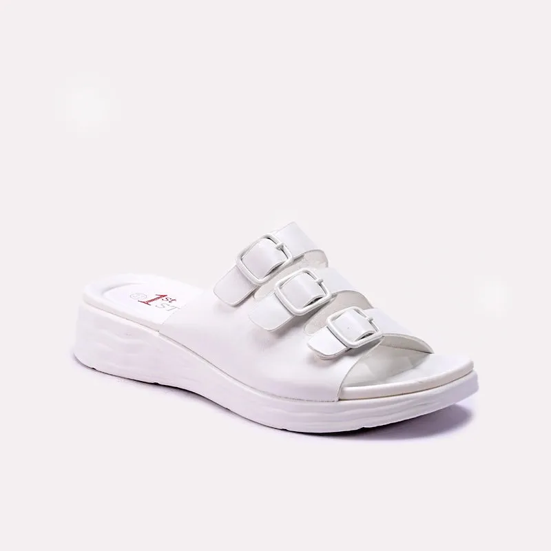 Womens White Casual Slippers 0413375 Low Maintenance Lightweight Structure