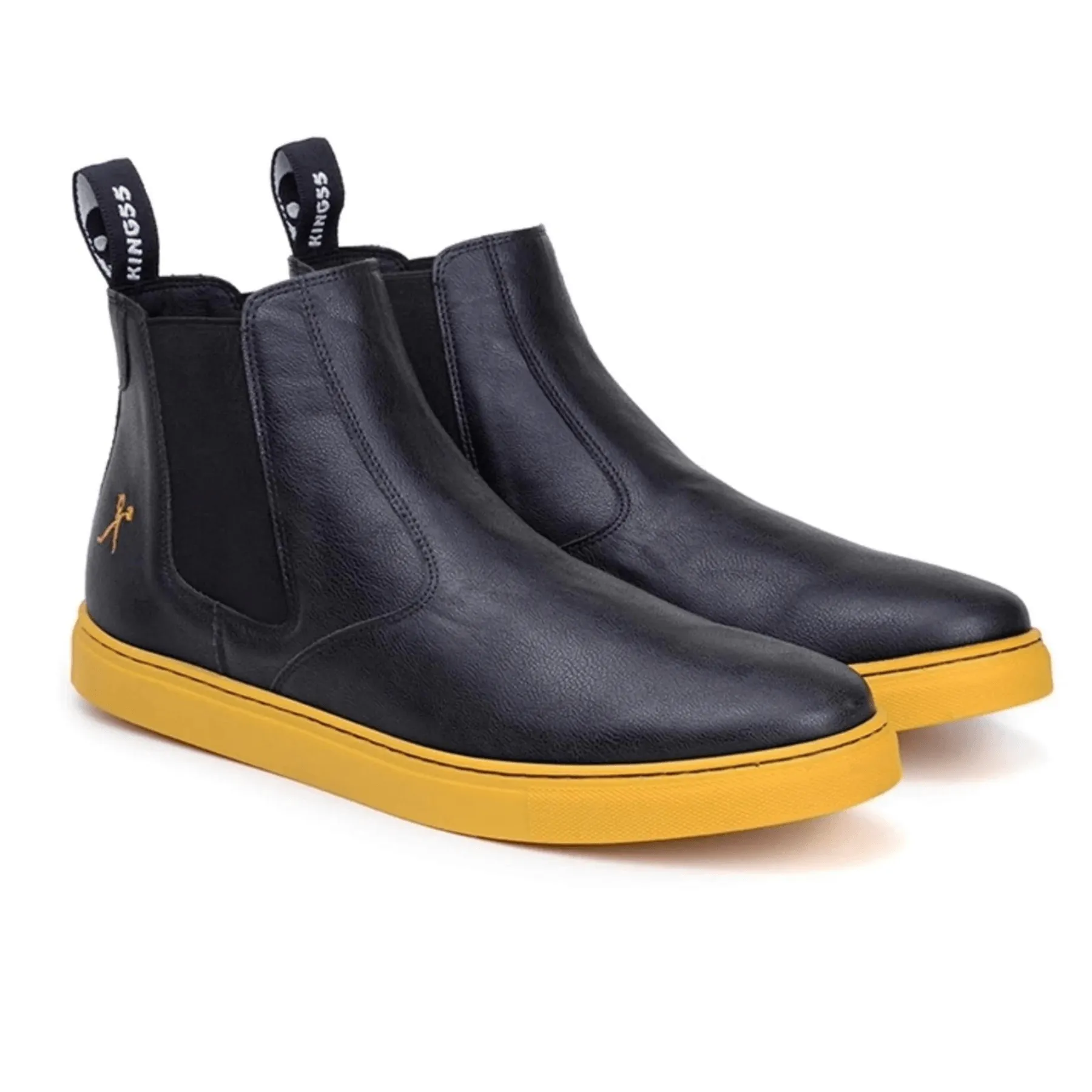 'Tokio' chelsea boot by King 55 - black with yellow outsole Comfortable Touch Nature Ready