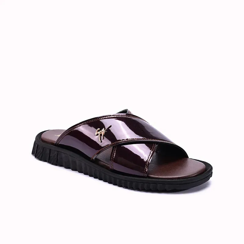 Maroon Glossy Casual Slippers 0150996 Quick Fit Cozy Style