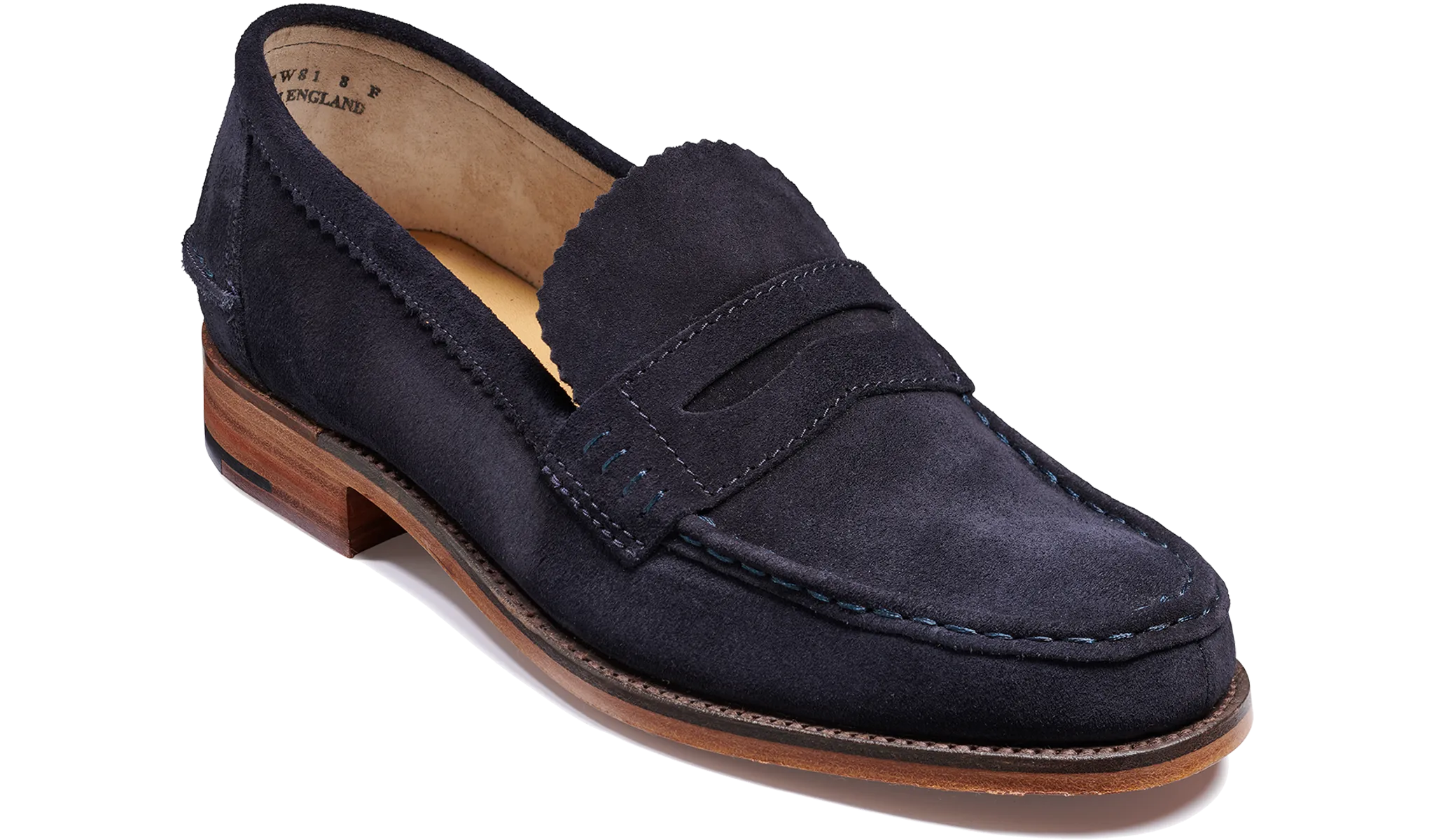 Caruso - Navy Suede Minimalist Look Minimal Stitch