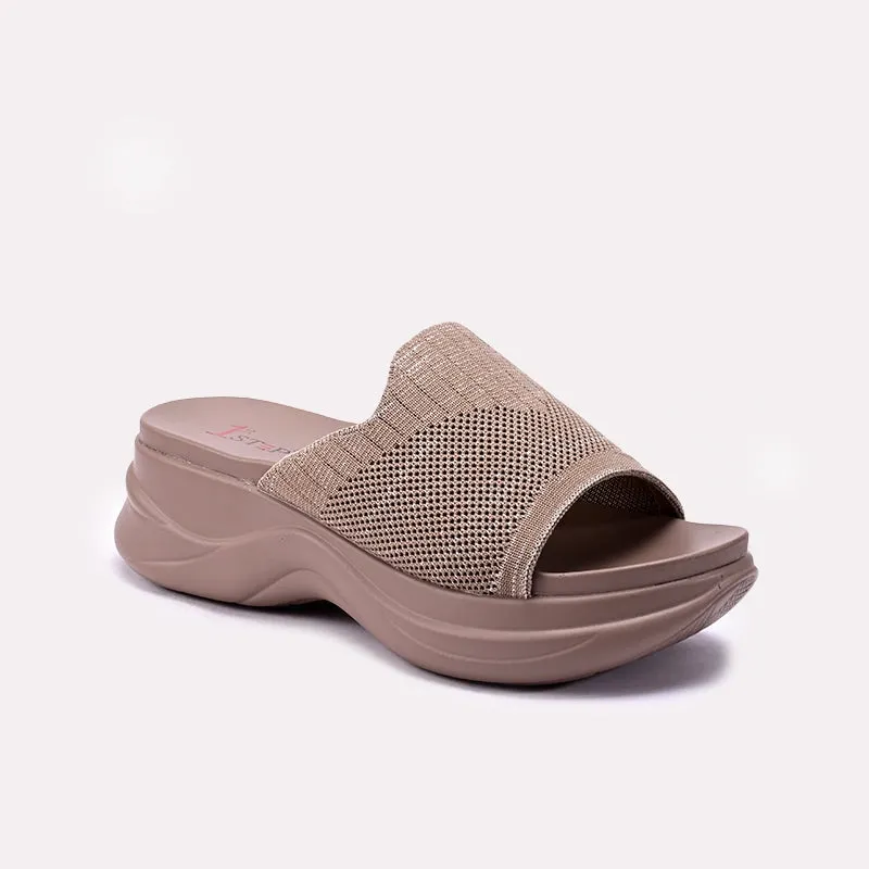 Womens Brown Chunky Slippers 0413309 Anti Slip Sole Reinforced heel