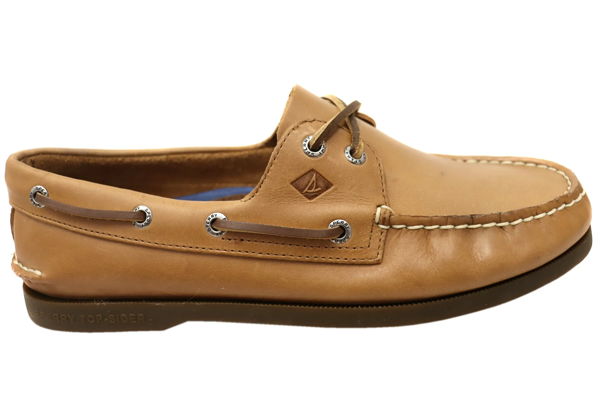 Current Step Low Maintenance Sperry Mens A/0 2 Eye Leather Lace Up Comfortable Wide Fit Boat Shoes