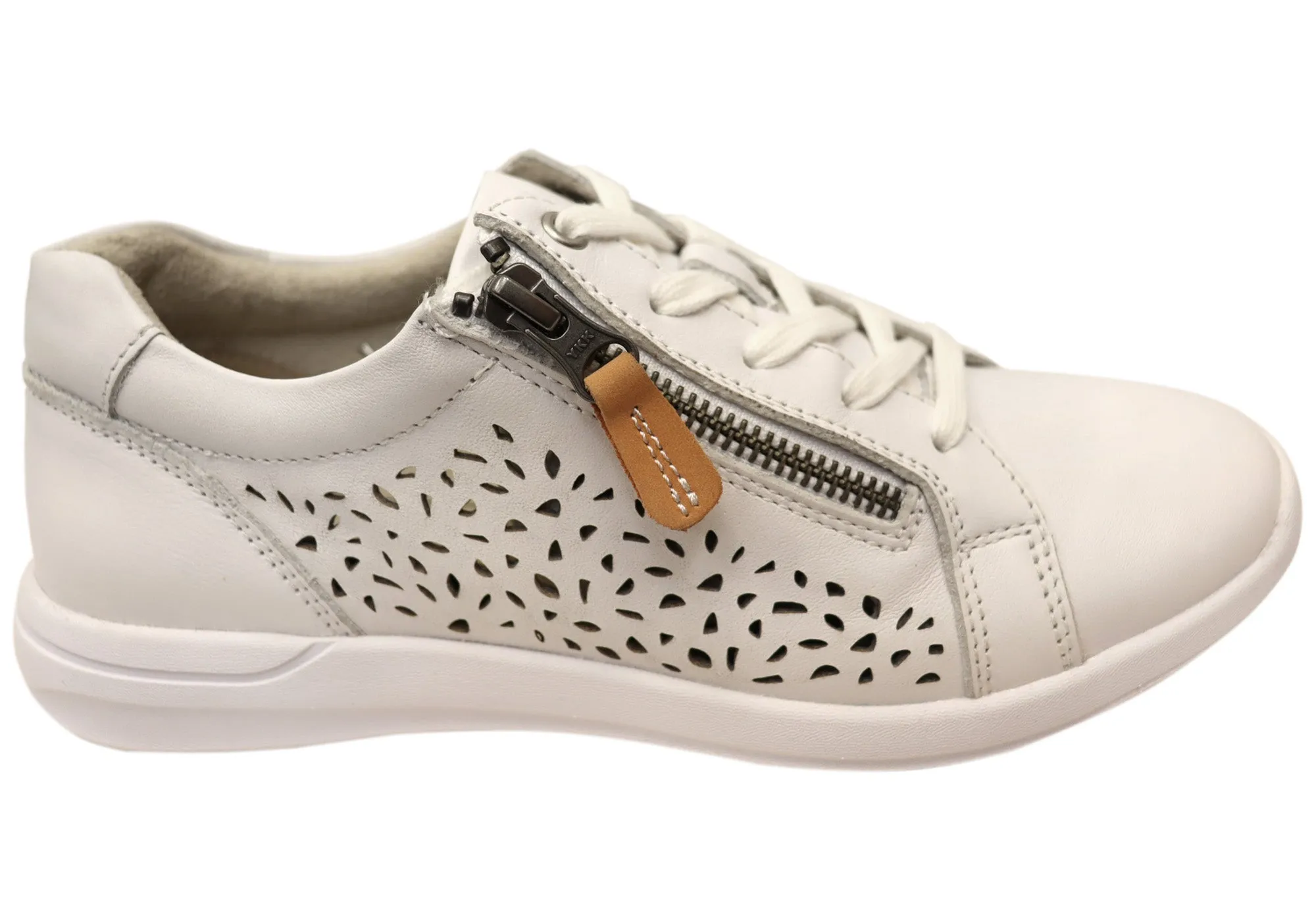 Festival Vibe Soft Move Scholl Orthaheel Womens North Punched Leather Sneakers Shoes