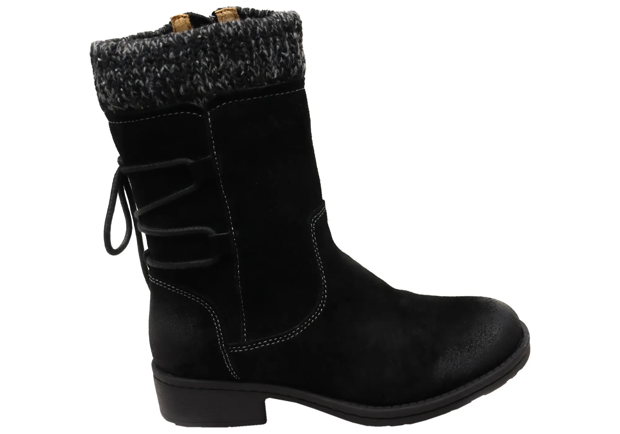 Comfortiva Salem Womens Wide Fit Comfort Leather Suede Mid Calf Boots Anti-Slip Function Rodeo Event