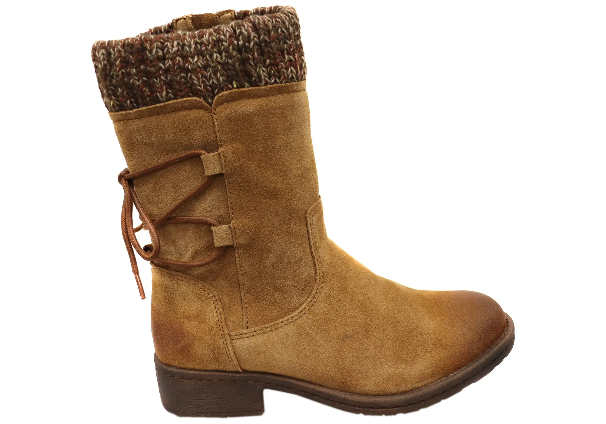 Pure Joy Comfortiva Salem Womens Wide Fit Comfort Leather Suede Mid Calf Boots