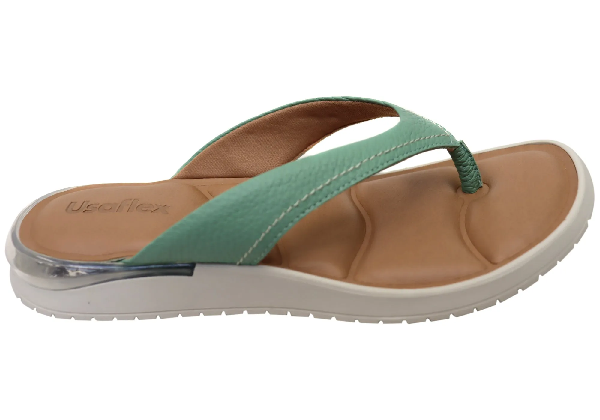 Usaflex Resort Womens Comfortable Brazilian Leather Thongs Sandals Garden Walk