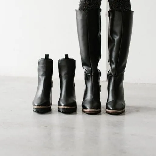 Impact Resistant Eco Material Nature Lover 'Lucinda' vegan leather knee-high boot with high heel by Zette Shoes - black