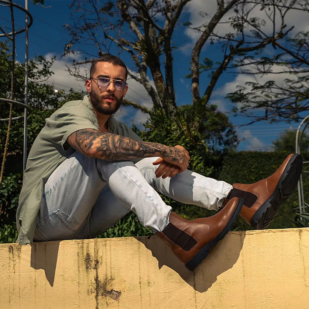 Quick Drying 'Work Chelsea' Unisex Chelsea vegan boots by Ahimsa - cognac