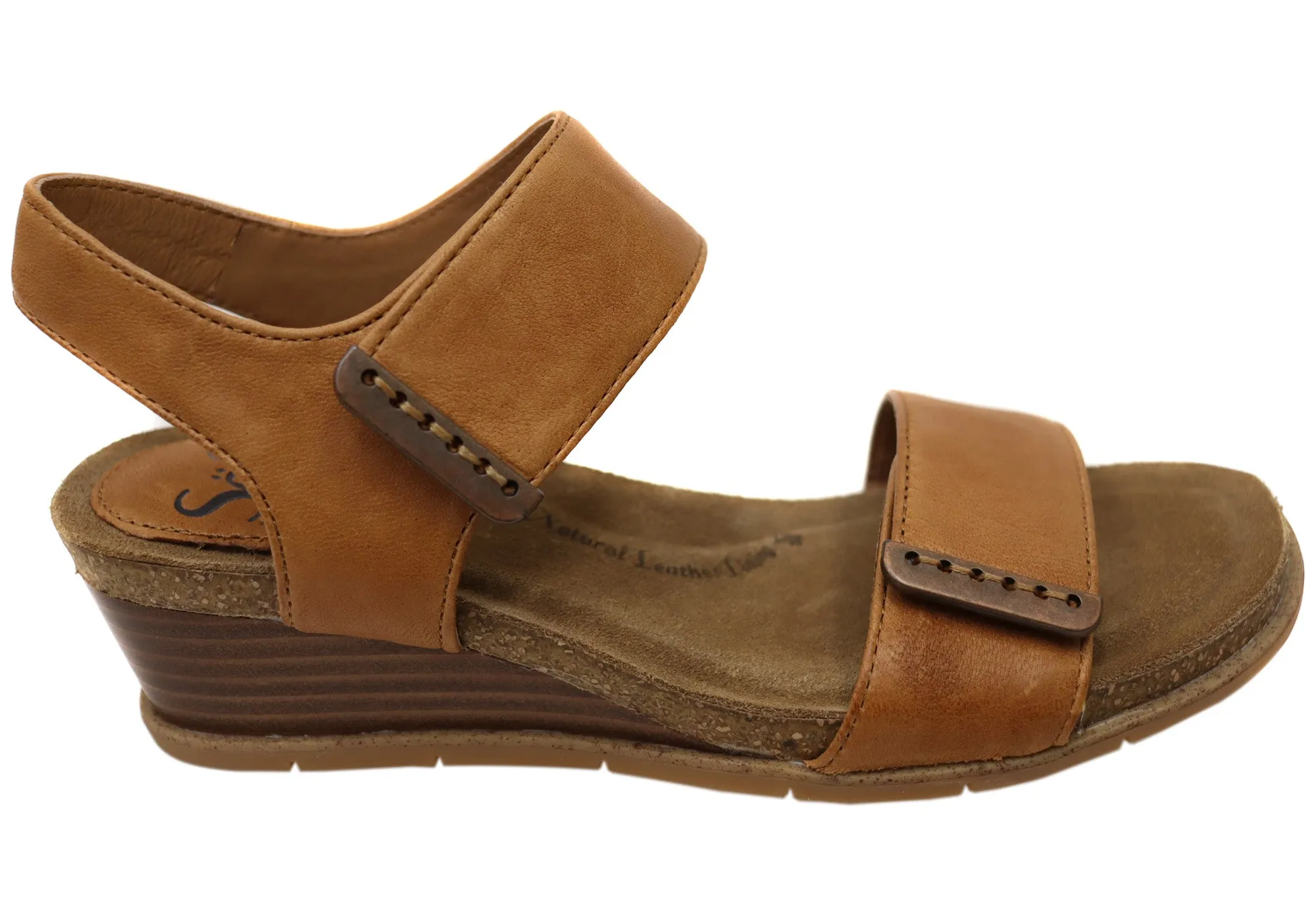 Sofft Verdi II Womens Leather Wedge Sandals With Comfort Footbed Low Profile Travel Ready