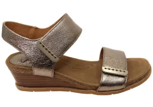 Sofft Verdi II Womens Leather Wedge Sandals With Comfort Footbed Trendy Outdoor Shoes