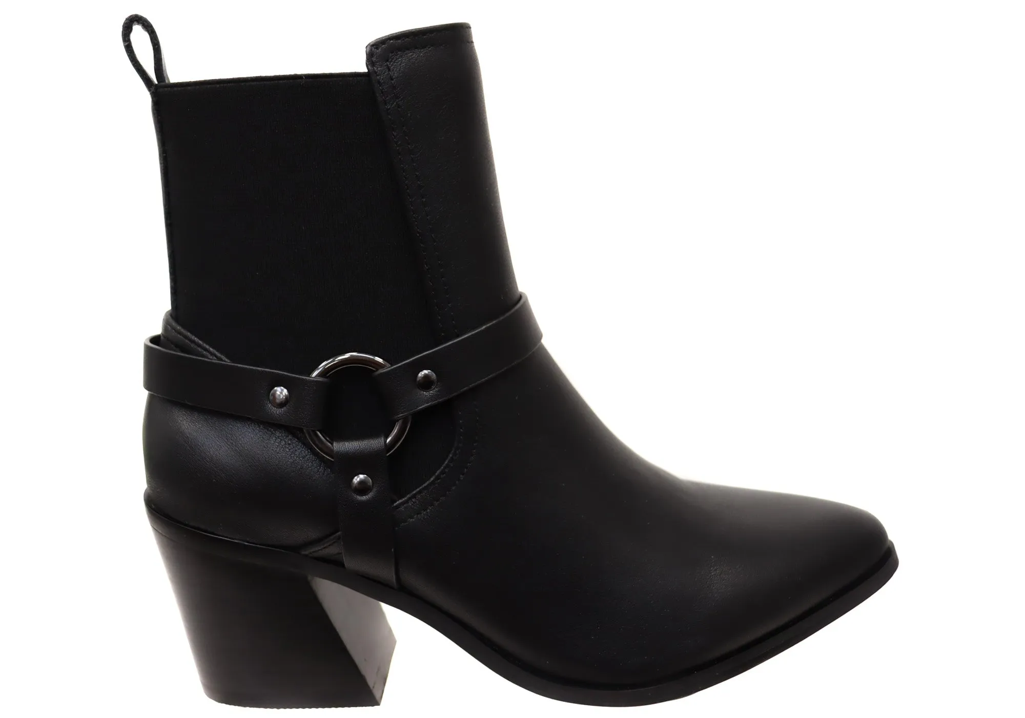Comfort Lining Rainy Days Hush Puppies Vala Harness Womens Leather Mid Heel Ankle Boots