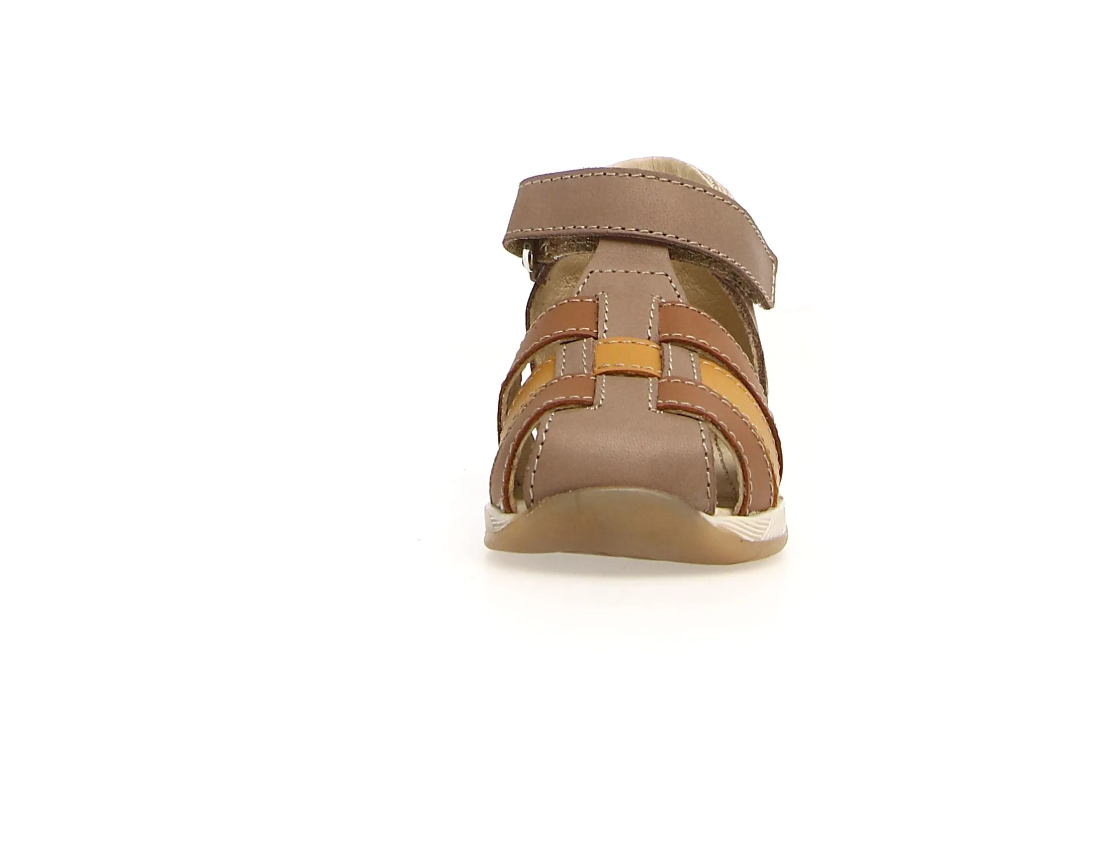 Falcotto Acry Boy's Semi Closed Sandals - Cognac/Sand Memory Foam