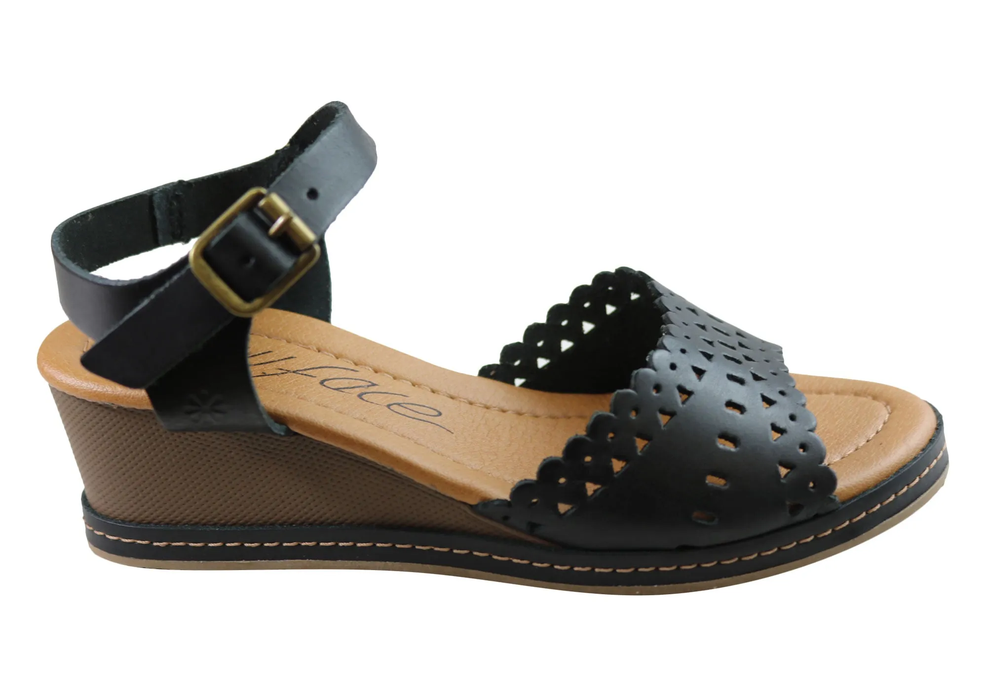 Support Feel Cozy Vibe New Face Dorita Womens Leather Wedge Sandals Made In Brazil