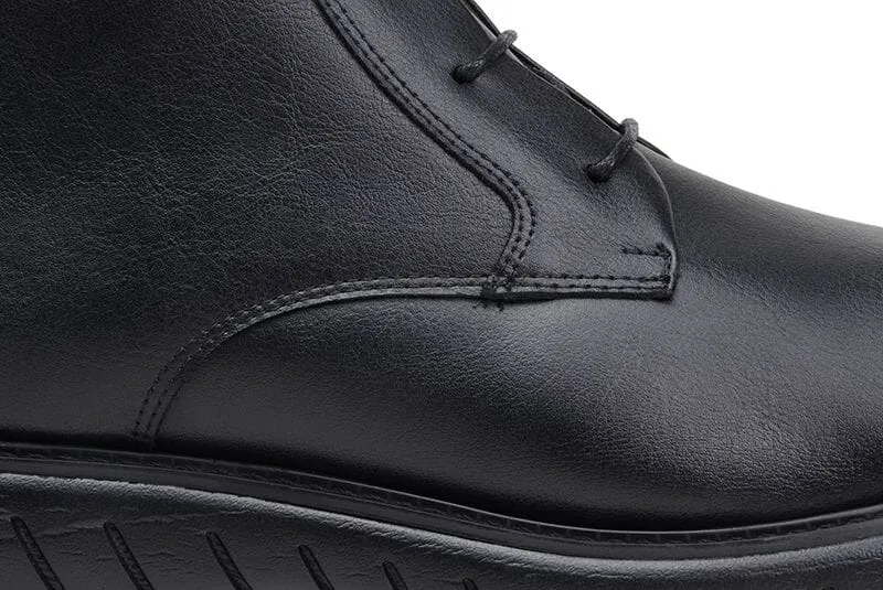 Early Jog 'Liam' men's wide-fit EEE vegan-leather shoe by Ahimsa - black