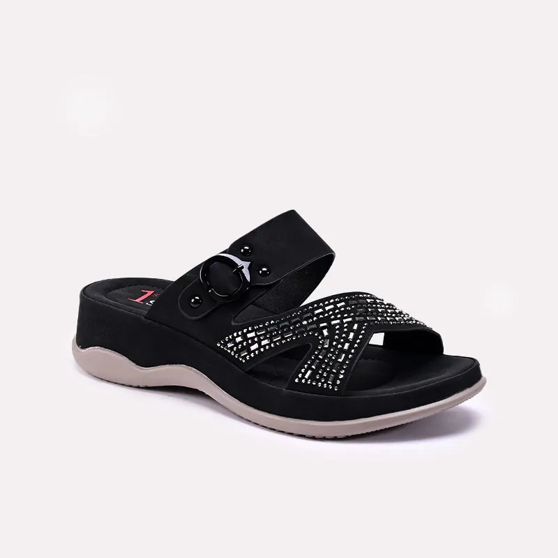 Womens Black Casual Slippers 0413408 Trend Glow Agile Path