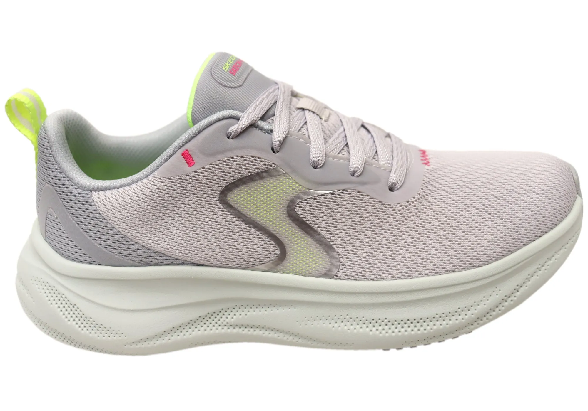 Foam Base Breathable Upper Skechers Womens Skech Cloud Smooth Wave Comfortable Lace Up Shoes