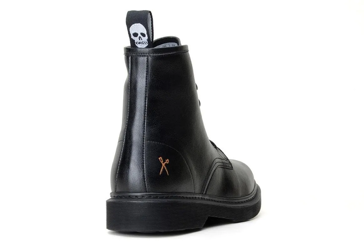 'London 2' Vegan Lace-Up Boot by King55 - Black Lined interior