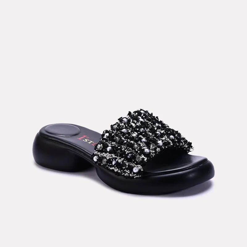 Flexible Midsole Black Chunky Casual Slippers 0412901