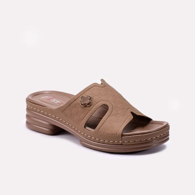 Reinforced toe Running Womens Brown Heel Casual Slippers 0413374