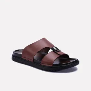 Brown Casual Slippers For Men 0150917 Running Specific FlexGrooves