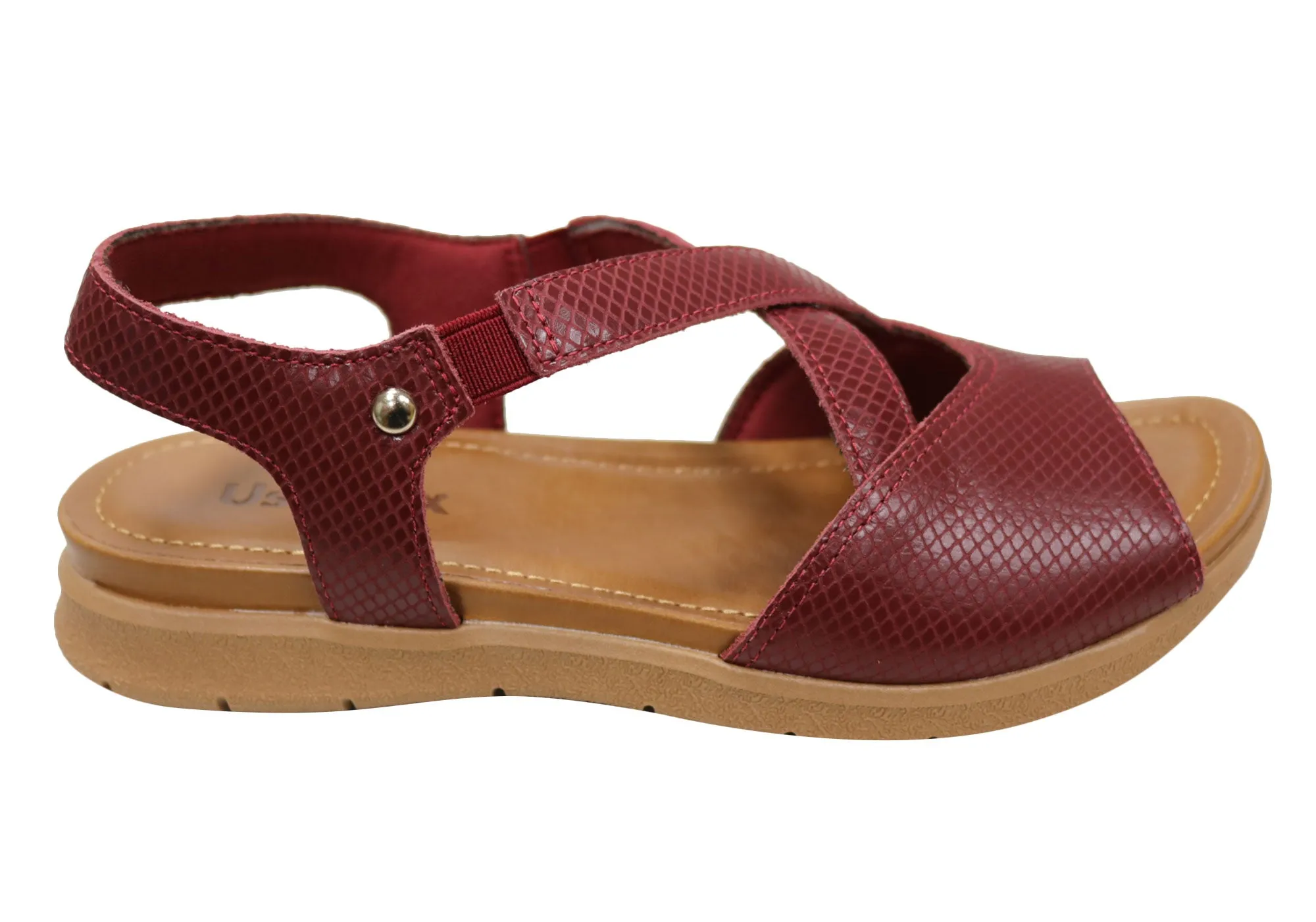 Usaflex Cynara Womens Comfortable Leather Sandals Made In Brazil Cushioned Footbed Weather Easy